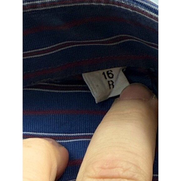 Sr. Francesco Dress Shirt Mens Size 16R Purple Striped Button Up Long Sleeve - Picture 3 of 5